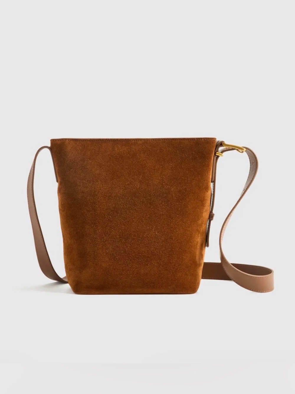 Quince Italian Suede Bucket Crossbody Bag Whiskey Brown
